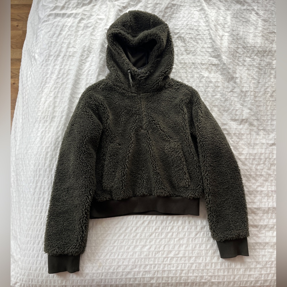 Lululemon Oh So Sherpa Half Zip Dark Olive Sz 4